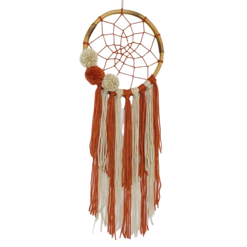 New! Bohemian Crochet Dreamcatcher Handmade Bamboo Ring Wall Decor Gift